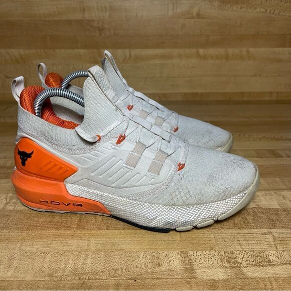 Under Armour Shoes Mens Size 8.5 White Orange Project Rock 3 Training Sneakers